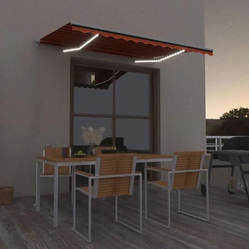 Vidaxl Markise manuell einziehbar mit LED in Orange und Braun B/H: 300 x 250 cm - Bild 1