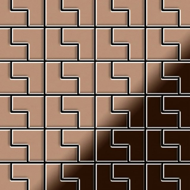 ALLOY Mosaik Fliese aus massivem Metall in Kupfer, 10 Matten mit insgesamt 0,93 m2, Stärke: 1,6 mm - Bild 1