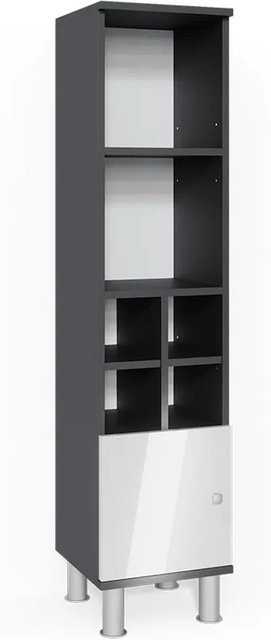 Vicco Badschrank Fynn Midischrank in Weiß und Anthrazit Hochglanz mit 7 Fächern B/T/H: 30 x 30 x 130 cm - Bild 2