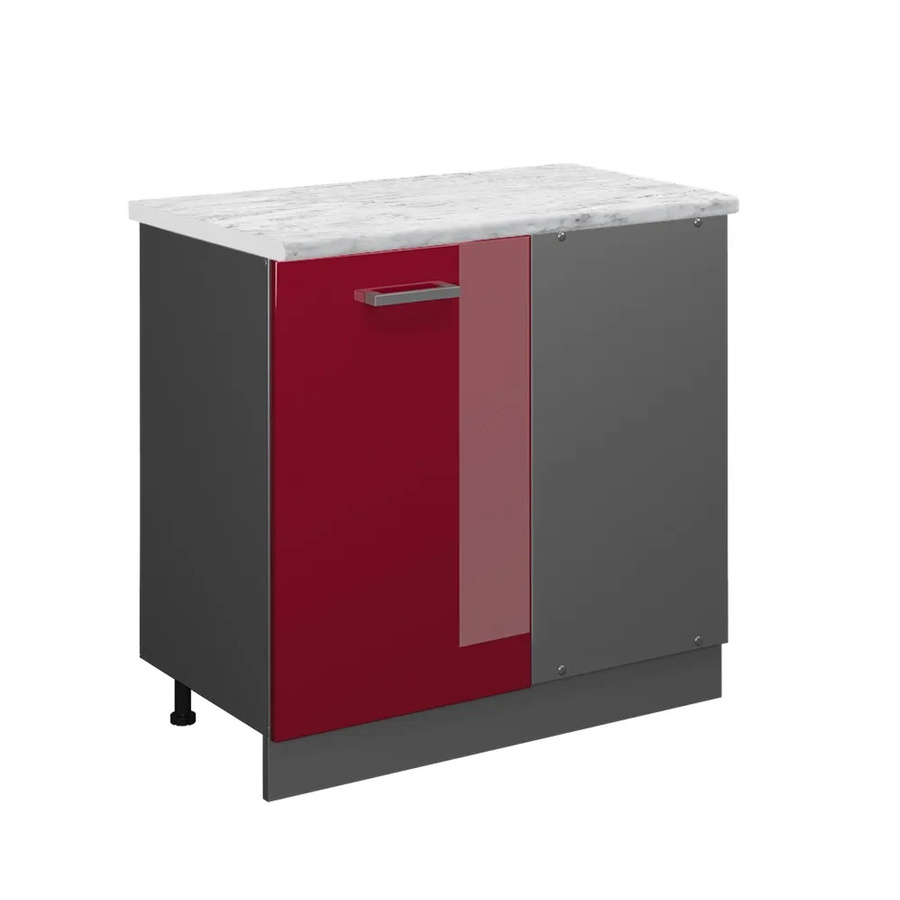 Vicco R-Line Eckunterschrank Küchen Eckschrank Bordeaux Hochglanz B/T/H: 86 x 46 x 81,6 cm - Bild 2