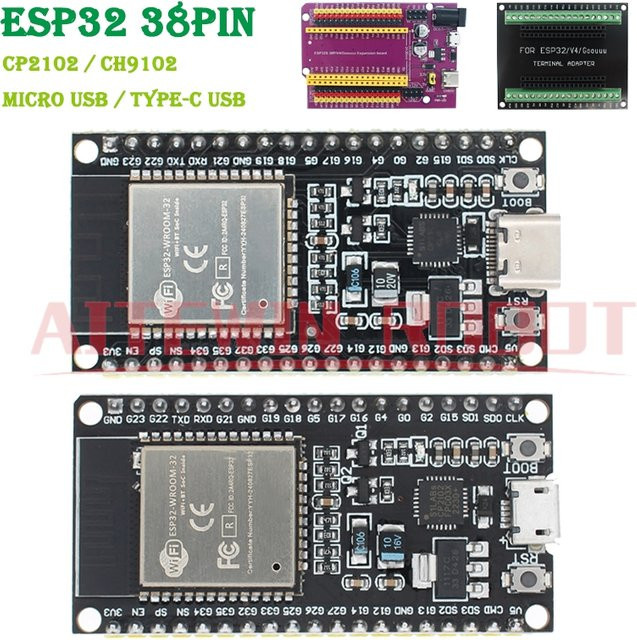 AITEWIN ROBOT ESP32-Entwicklungsboard mit 38 Pins, WiFi und Bluetooth, Typ-C Anschluss, Schwarz - Bild 1