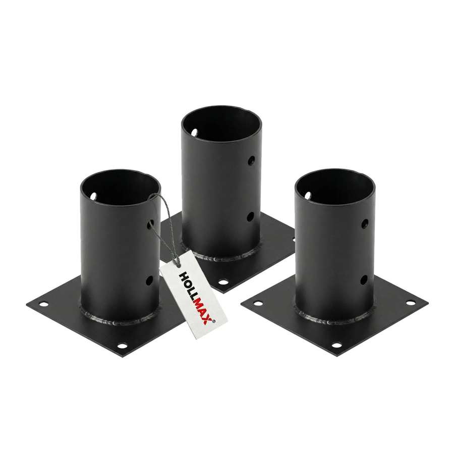 HOLLMAX Pfostenträger Set 3 Stück Aufschraubhülse für Rundholzpfosten 80 mm Schwarz Matt - Bild 2