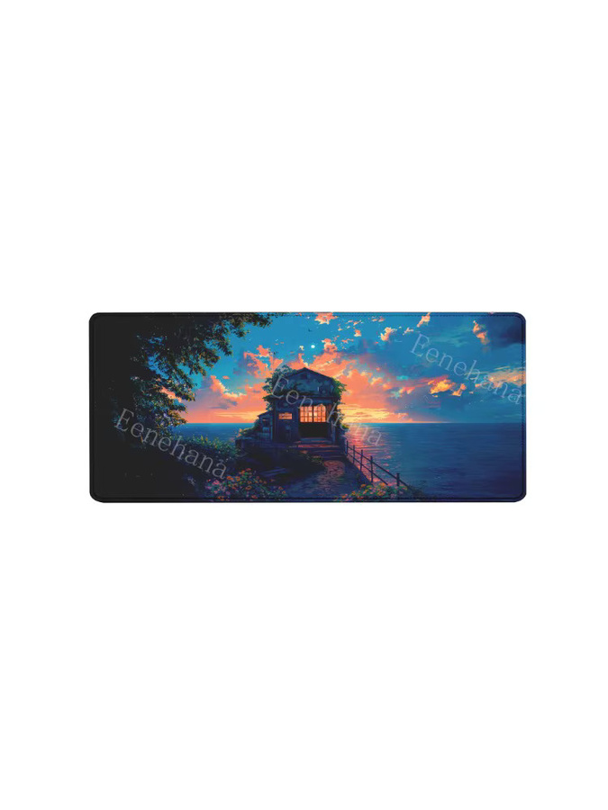 Eenehana Mauspad Seaside Rural Cottage mit Landschaftsmotiv, XXL Schreibtischunterlage aus Gummi, rutschfest, B/T: 90 x 40 cm, Multicolor - Bild 5