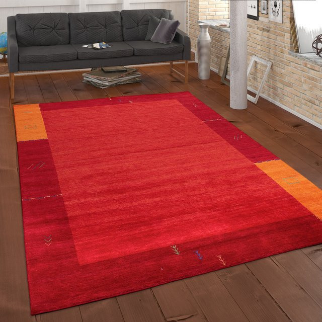 Gabbeh Teppich Majestic in Orange mit geometrischem Muster aus Wolle, B/T: 120 x 170 cm - Bild 1