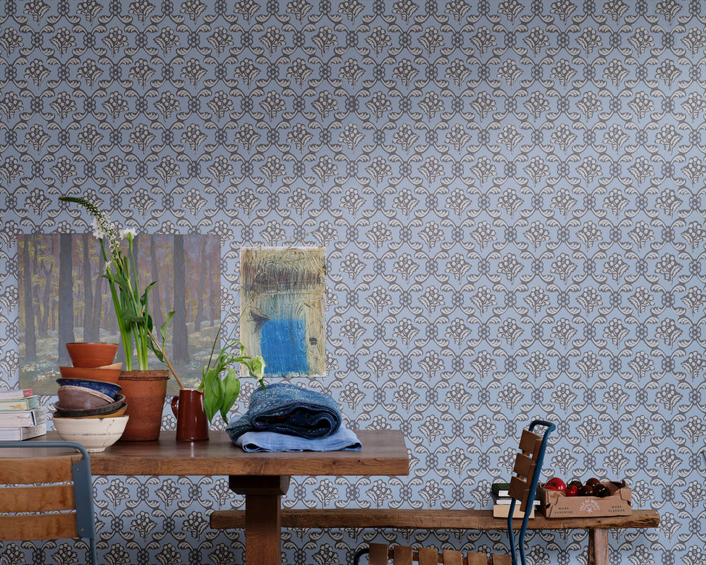 Farrow & Ball Tapete mit abstraktem Floral-Design in Blau - Bild 2