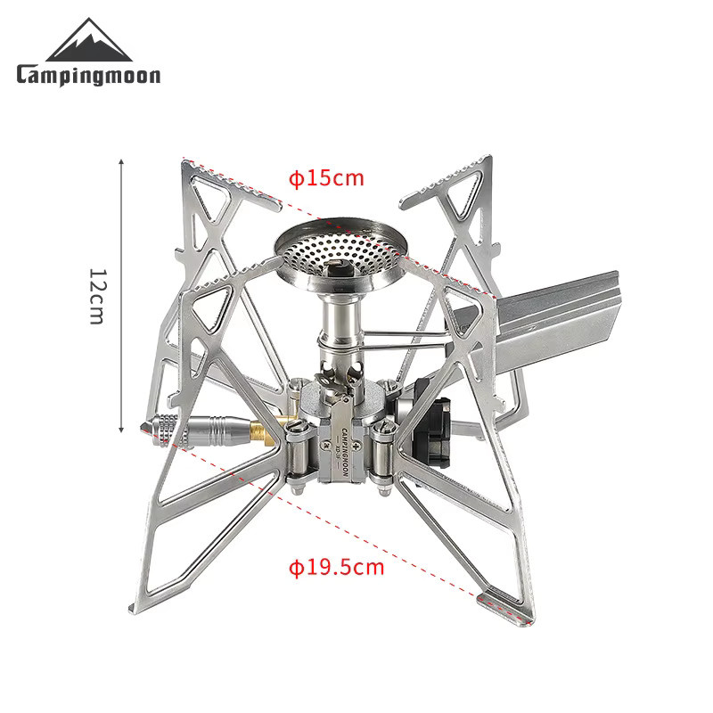 CAMPINGMOON Schmetterlingskocher XD-3F mit elektronischer Zündung, faltbarer und windgeschützter Outdoor-Campingkocher in Silber - Bild 2
