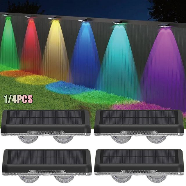 VENUSWING Solar-Zaunleuchten mit RGB-LED, wasserdichte IP64 Terrassenleuchten in Schwarz für Garten, Treppen und Gehwege - Bild 1