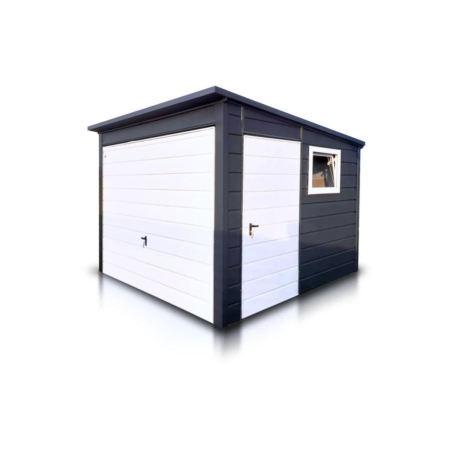 Liderstal Gerätehaus Standard aus Blech mit Pultdach, Farbe Anthrazit, Breite: 300 cm, Tiefe: 300 cm - Bild 2