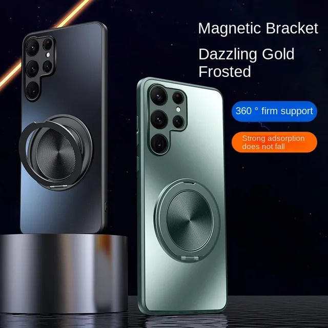 Stoßfeste MagSafe Hülle für Samsung Galaxy S26 S25 S24 S23 S22 Ultra mit Magnetring und Ringhalter in Schwarz - Bild 1