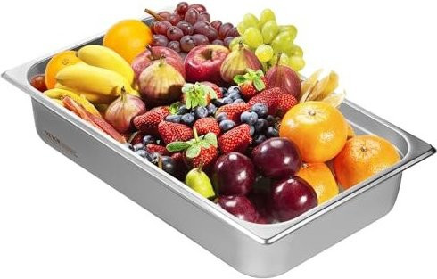 VEVOR Hotelpfanne aus Edelstahl in Silber, Full Size Dampfpfanne mit Anti-Stau-Funktion, Tiefe: 10,16 cm - Bild 1