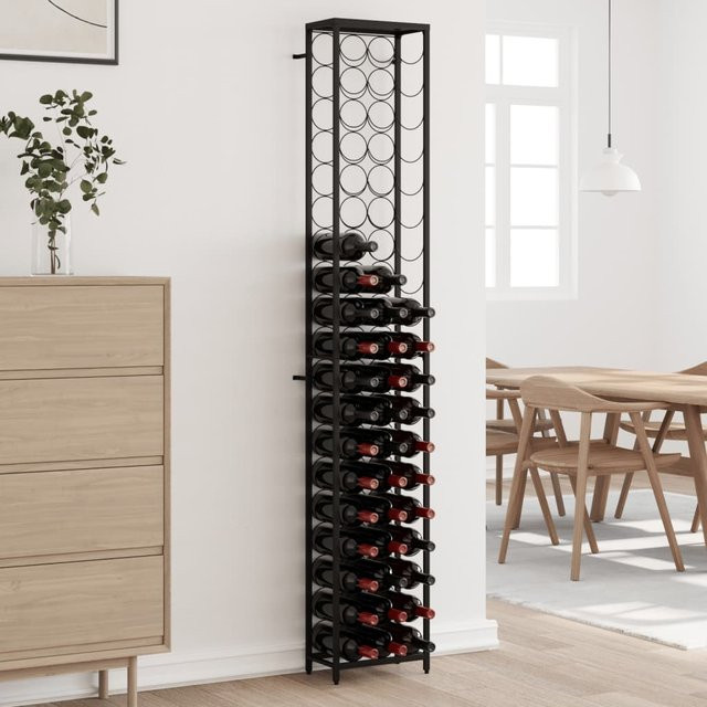 vidaXL Weinregal aus Schmiedeeisen für 57 Flaschen, Schwarz, B/T/H: 34 x 18 x 200 cm - Bild 3