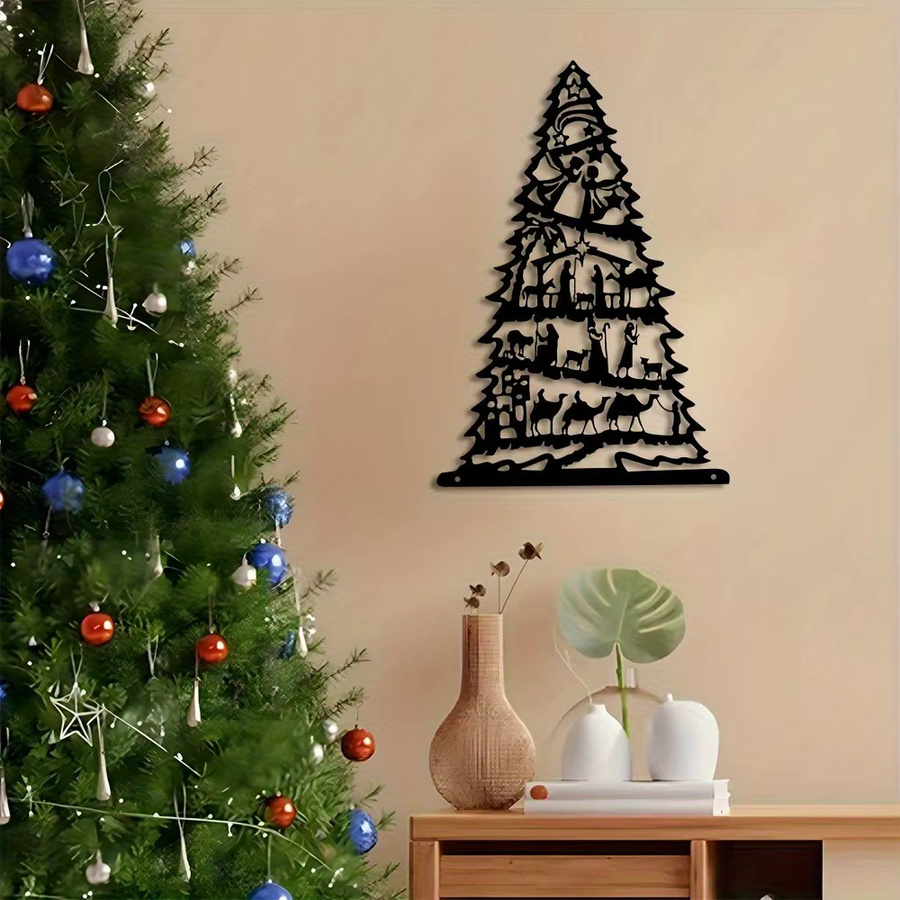 CIFBUY Wandskulptur aus Eisen in Schwarz mit Weihnachtsbaum und Naturmotiv als Raumdekoration - Bild 5