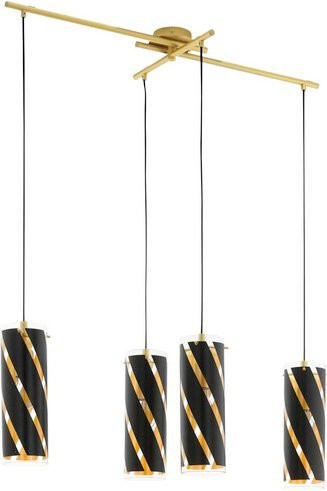 Eglo Pendelleuchte PINTO NERO 1 in Schwarz und Gold, E27, Glas und Stahl, B/T/H: 36 x 36 x 110 cm - Bild 1
