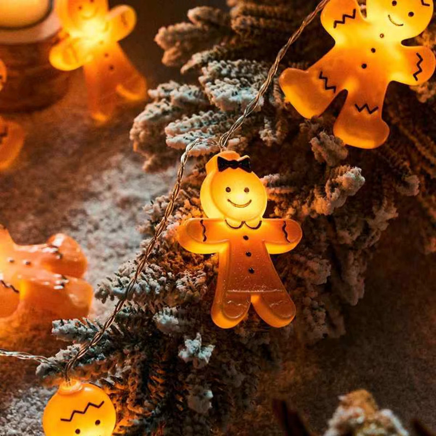 Peach Forest LED Weihnachts-Lichterkette Lebkuchenmann in Orange für die Dekoration von Fenster und Innenräumen - Bild 4