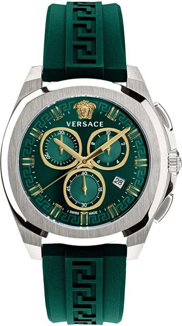 Versace Chronograph, Herrenuhr, Edelstahl, Quarz, 43 mm, Grün, 5 ATM - Bild 1