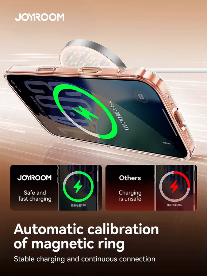 Joyroom Magnetische Schutzhülle für iPhone 17 Pro Max, Transparente Anti-Gelb Hülle mit Unterstützung für kabelloses Laden - Bild 3