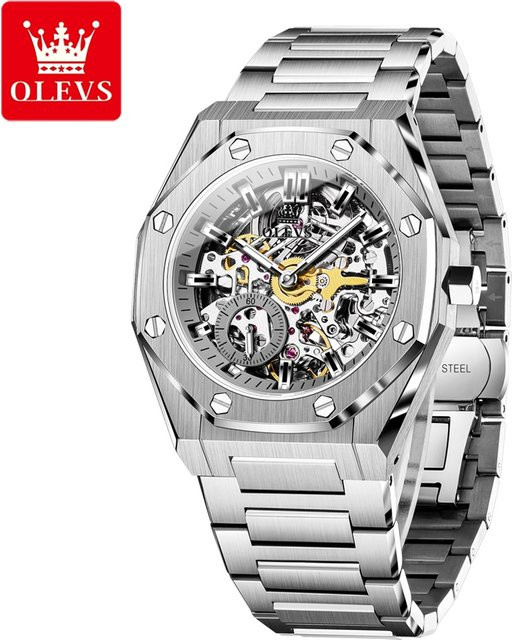 OLEVS Armbanduhr, Automatik, Edelstahl, Schwarz, Herren - Bild 1