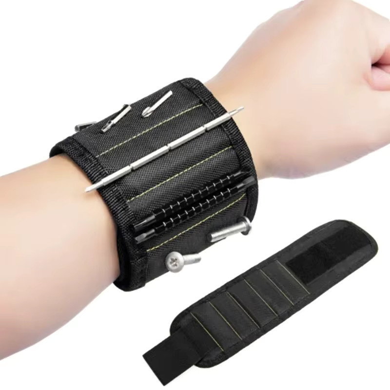 Multifunktionale magnetische Handgelenkschlaufe aus Oxford-Stoff in Schwarz zur Schrauben-Aufbewahrung und als tragbarer Elektriker-Handgelenkschutz - Bild 6