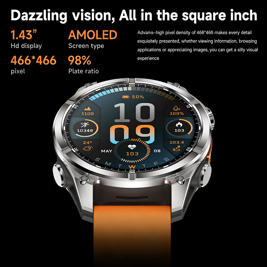 LAUSEVENFJ HD300 Smartwatch mit AMOLED Display, Bluetooth Anruffunktion, AI GPT Chat und wasserdichtem Design in Schwarz - Bild 4
