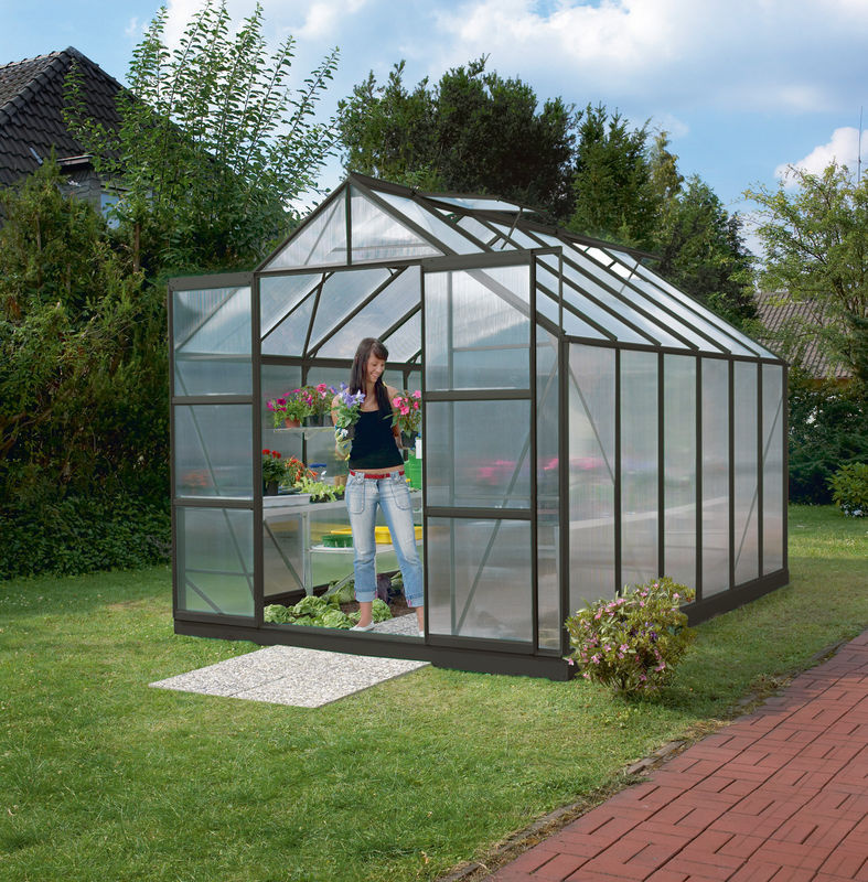 Vitavia Gewächshaus Mars 9900 in Schwarz mit 9,9 m² Fläche, Polycarbonat-Platten und Doppelschiebetür - Bild 3