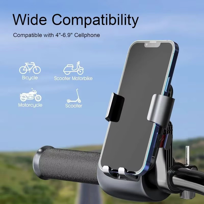 Universeller Fahrrad-Handyhalter in Schwarz mit 360 Grad Drehung für GPS-Nutzung und Einhandbedienung am Lenker für Motorrad, ATV und Roller - Bild 3