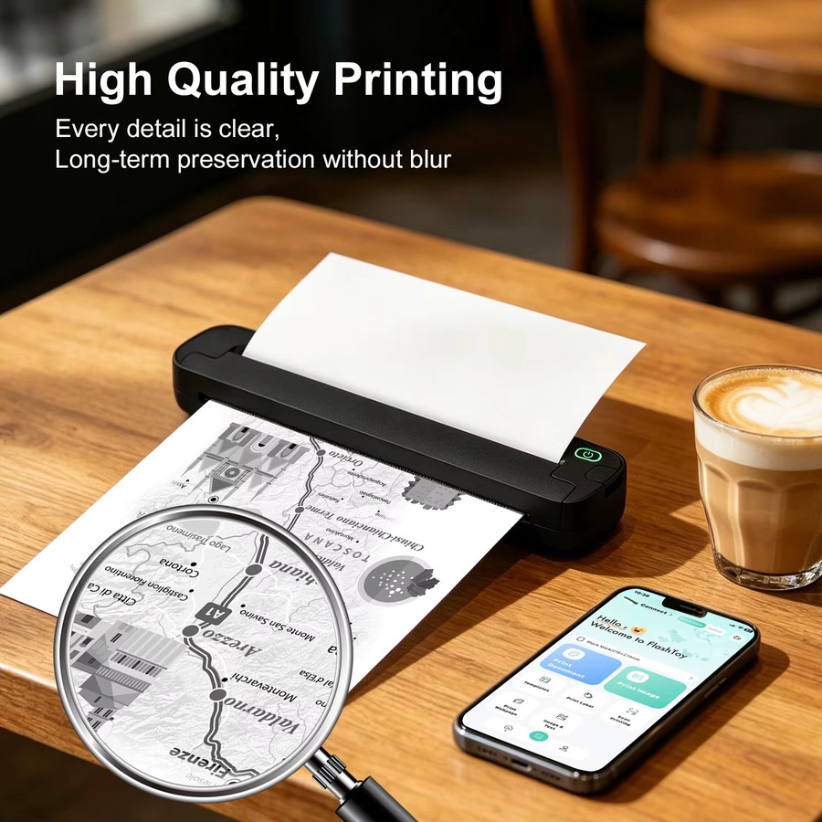 HZTZ On-the-Go Thermodrucker für A4-Dokumente mit 1500mAh Akku in Schwarz - Bild 3