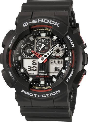Casio Armbanduhr, Analog-Digital, Quarz, Kunststoff, Schwarz, Rot, Herren - Bild 1
