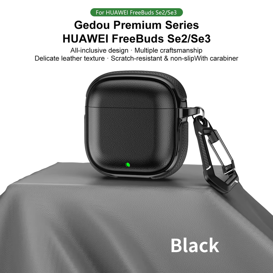 Huawei SE2 Leder-Textur Schutzhülle für Bluetooth-Kopfhörer in Grau - Bild 2