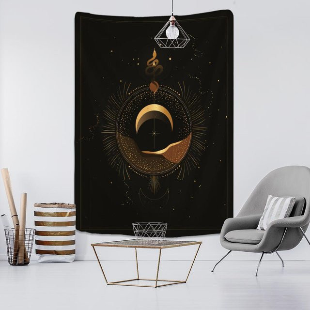 Wandteppich von Super Six mit Sonne, Mond und Sternbild in Schwarz, B/H: 95 x 70 cm - Bild 1