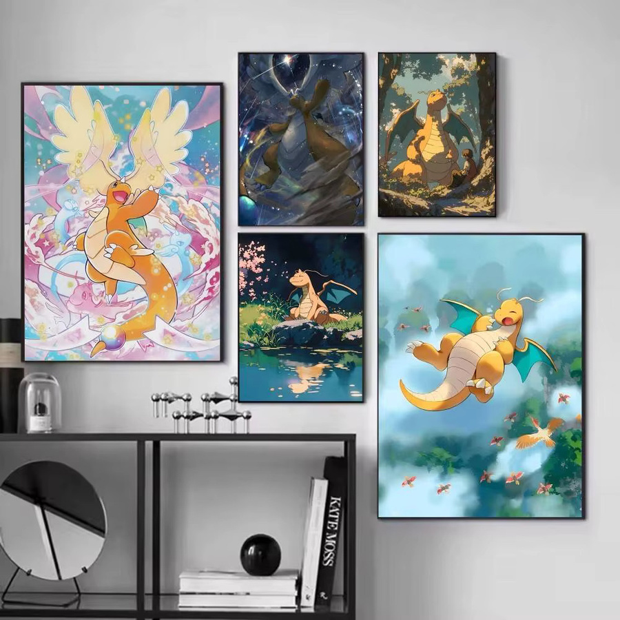 Selbstklebender Anime-Papierposter mit Dragonite-Motiv in Mehrfarbig für deine Wandgestaltung - Bild 2