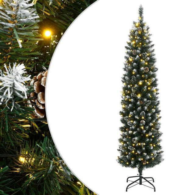 vidaXL Künstlicher Weihnachtsbaum Schlank mit 150 warmweißen LEDs, Farbe: Grün, Höhe: 120 cm - Bild 3