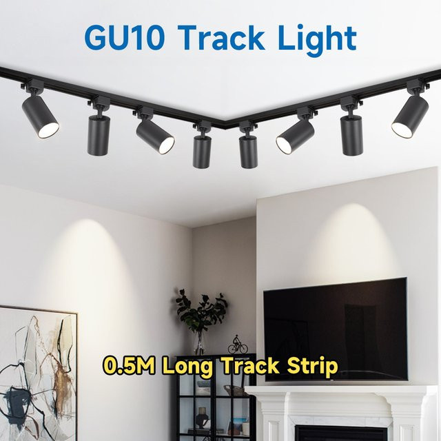 DIBILUN LED Schienenbeleuchtung Set in Schwarz mit austauschbaren GU10 Strahler für Wohnzimmer und Bekleidungsgeschäfte - Bild 1