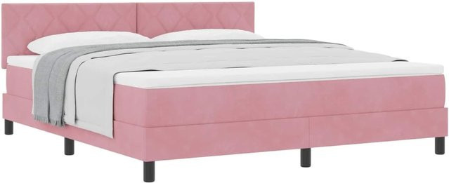 vidaXL Boxspringbett mit Matratze und Kopfteil in Rosa, Samt, B/T/H: 180 x 200 x 183 cm - Bild 1