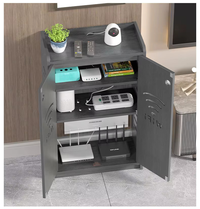LEWEN Router-Regal Bodenstehendes Aufbewahrungsregal in Weiß Matt mit Rückwand für Wohnzimmer und Schlafzimmer B/T/H: 60,0 x 50,0 x 25,0 cm - Bild 5