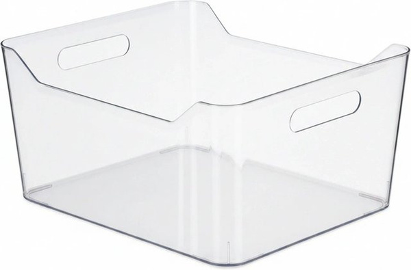 Relaxdays Kühlschrank Organizer aus Kunststoff in Transparent mit Griffen, B/T/H: 18 x 37 x 29,5 cm