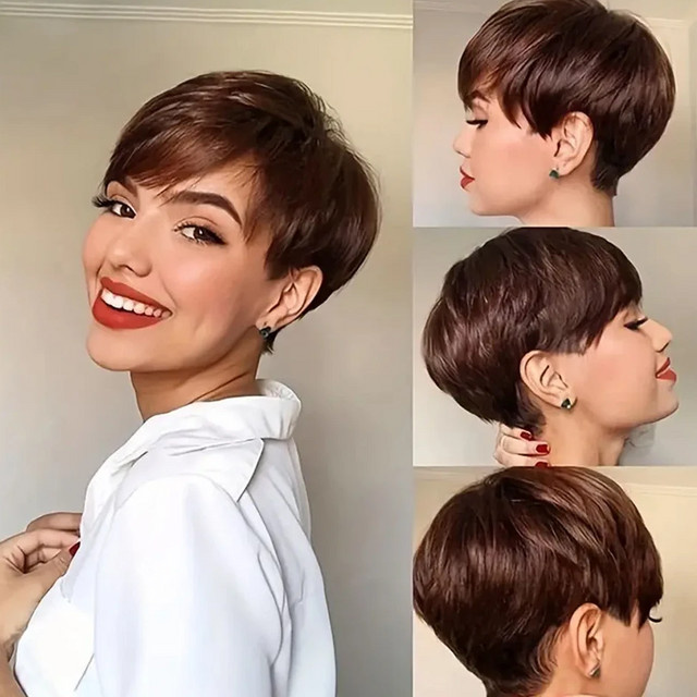 STYLEICON Echthaar Perücke Bob mit Pony, Braun, Damen - Bild 1
