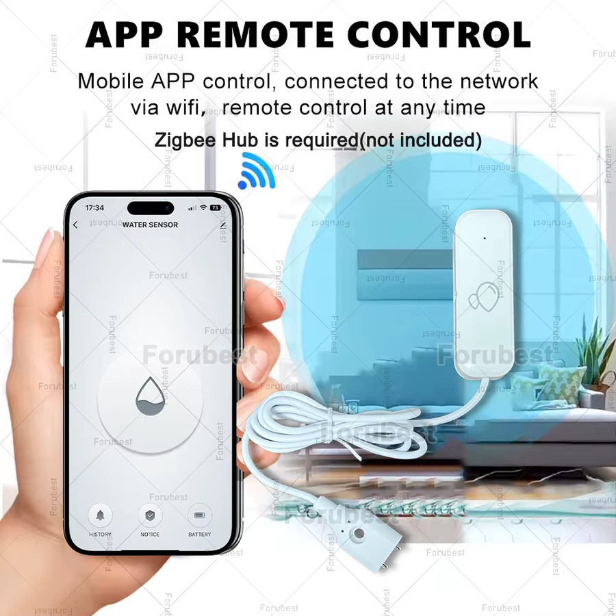 Tuya Smart Zigbee Wassersensor in Weiß zur Hochwasser- und Leckage-Erkennung mit App-Fernüberwachung und Home Assistant Unterstützung - Bild 2