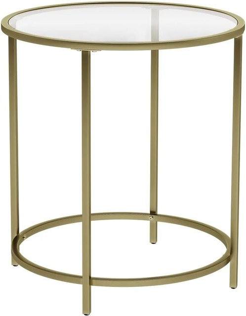 Vasagle Beistelltisch rund mit Hartglas in Gold - Bild 1