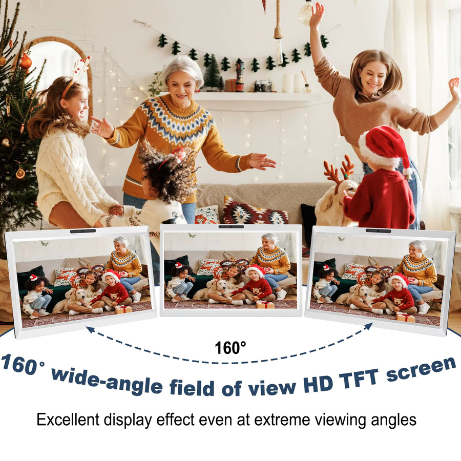 Urageuxy Digitales Thermometer Hygrometer mit 10,1 Zoll HD TFT-Bildschirm und Fotoalbum in Weiß - Bild 2