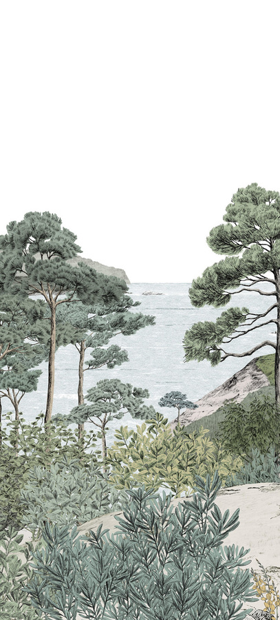Isidore Leroy Wandtapete Euskadi Mural in Beige und Multicolour als Landschafts-Vlieswandbild - Bild 1