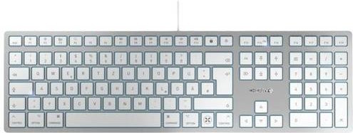 Cherry KC 6000 SLIM Tastatur mit USB-C, QWERTZ Deutsch, Scissor-Schalter, Silber/Weiß - Bild 1
