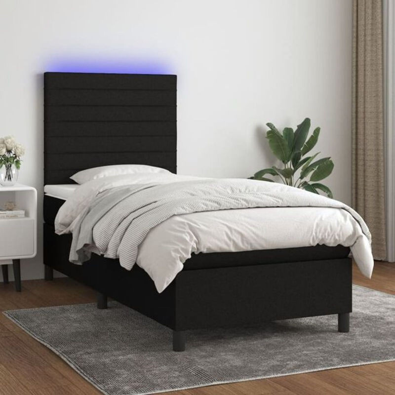 vidaxl Boxspringbett mit Matratze in Schwarz aus Stoff, B/T/H: 90 x 200 x 118 cm - Bild 1