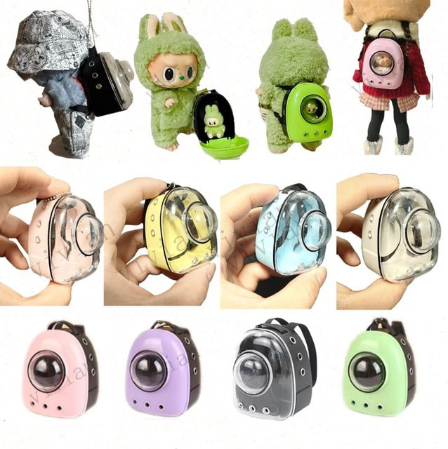 JPXB Mini Haustier Katze Rucksack und Puppenhaus Zubehör für Labubu Outfits im Maßstab 1:12, Grün und Bunt/Mehrfarbig - Bild 1