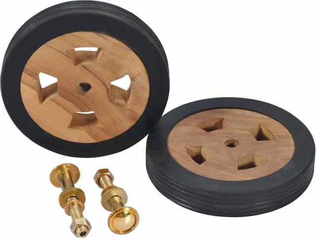 VD Home Furnishing Ersatzräder für Sonnenliege aus massivem Teakholz und Gummi, 2 Stück, Braun - Bild 1