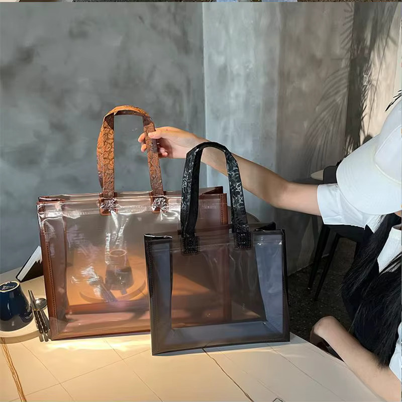 StoBag 12er Set transparente PVC-Einkaufstaschen in Pink, wiederverwendbare Geschenktüten aus Kunststoff - Bild 2