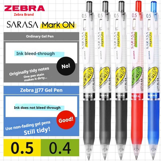 ZEBRA SARASA Mark ON Gelstift JJ77 mit schnell trocknender Anti-Bleed Tinte in Schwarz, Rot oder Blau - Bild 1