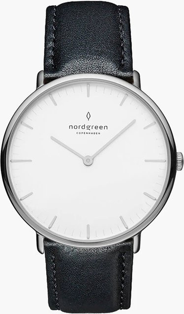 Nordgreen Herrenuhr Native, Quarz, Edelstahl, 40 mm, Leder, Weiß - Bild 1