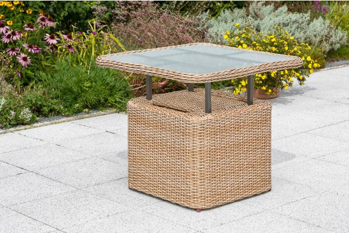 Merxx Gartentisch Duplex in Beige mit Sicherheitsglas und Kunststoffgeflecht, B/H/T: 72 x 45 x 72 cm - Bild 4