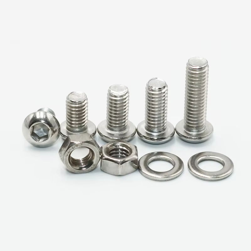 YMAX Schraubenset aus Edelstahl in Silber mit Innensechskant-Halbrundkopfschrauben, Muttern und Unterlegscheiben - Bild 4