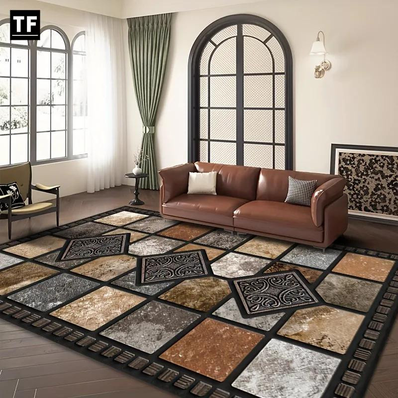 HGHT Vintage Bereichsteppich mit geometrischer Steinstruktur aus Polyester, Mehrfarbig, B/T: 80 x 50 cm - Bild 3